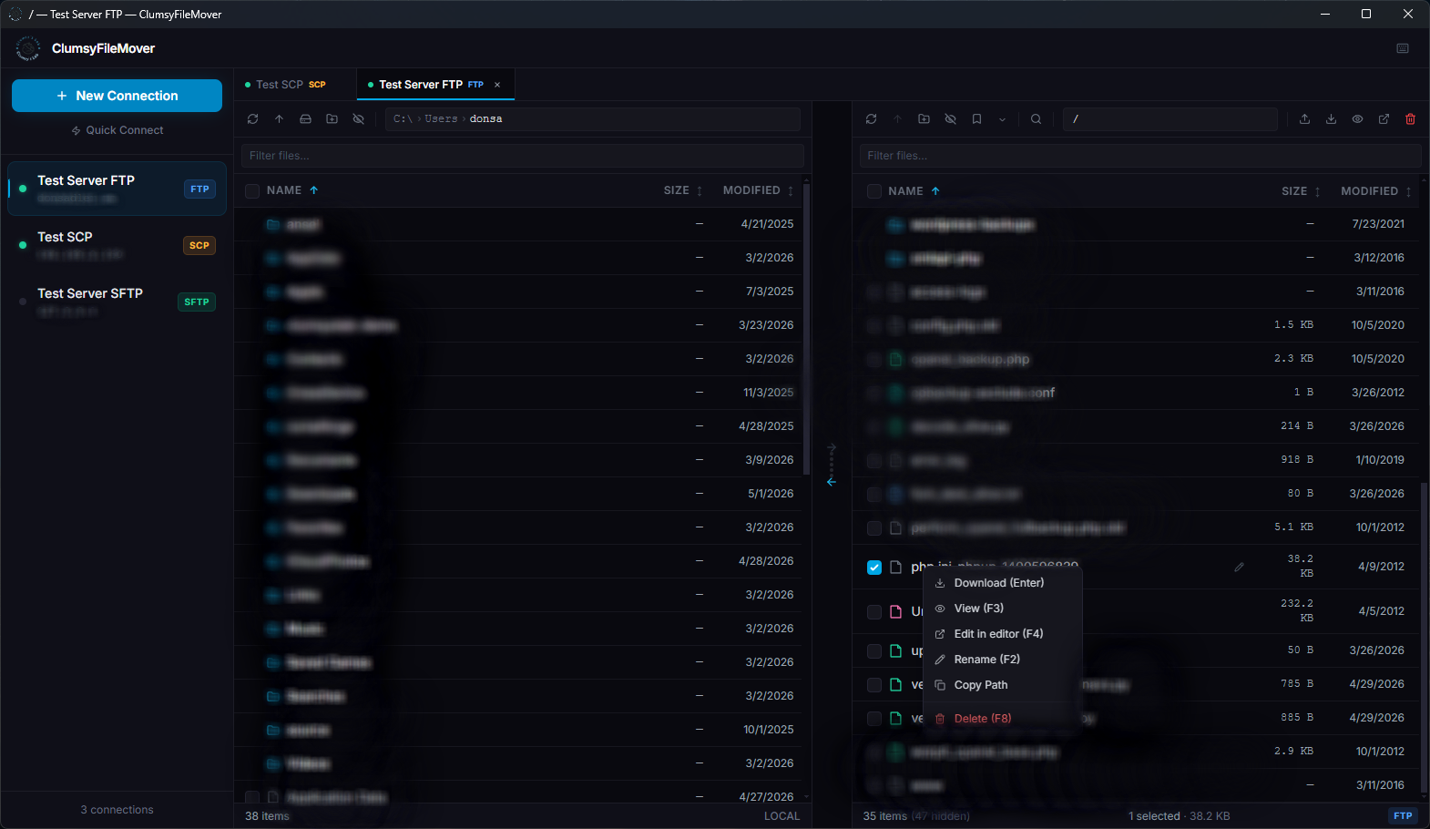 ClumsyFileMover transfer queue and options